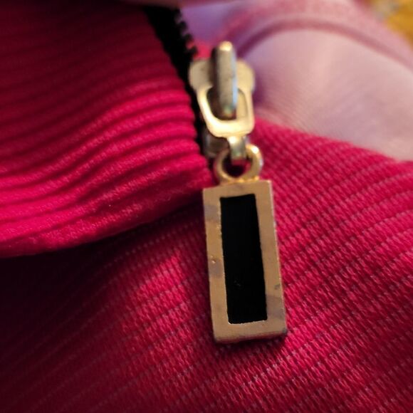 Jessica Howard Ladies Red Petite Ribbed Zip Up Jacket with Animal Print Collar - - Picture 6 of 8